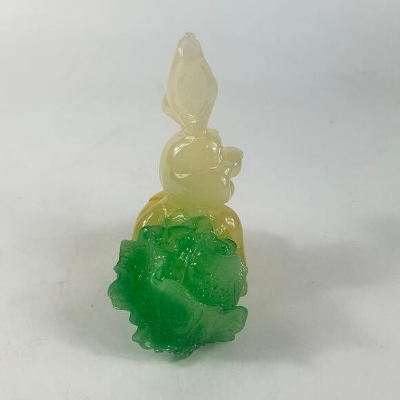 New York Life Resin Rabbit Figurine Chinese New Year Zodiac Bunny Lettuce Green - Picture 4 of 9